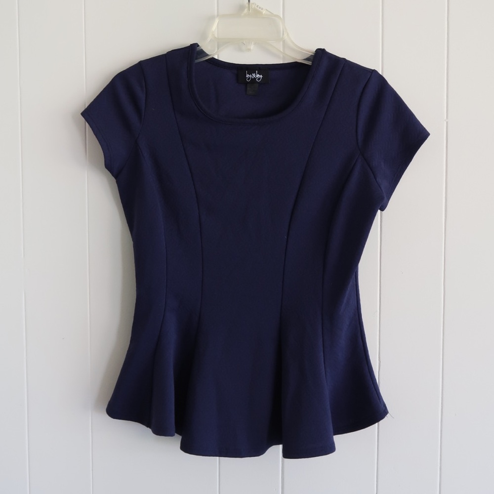 By x By navy blouse